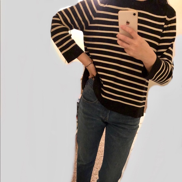 [Mila Owen] Black&Creamy White Stripe Sweater - Picture 4 of 8